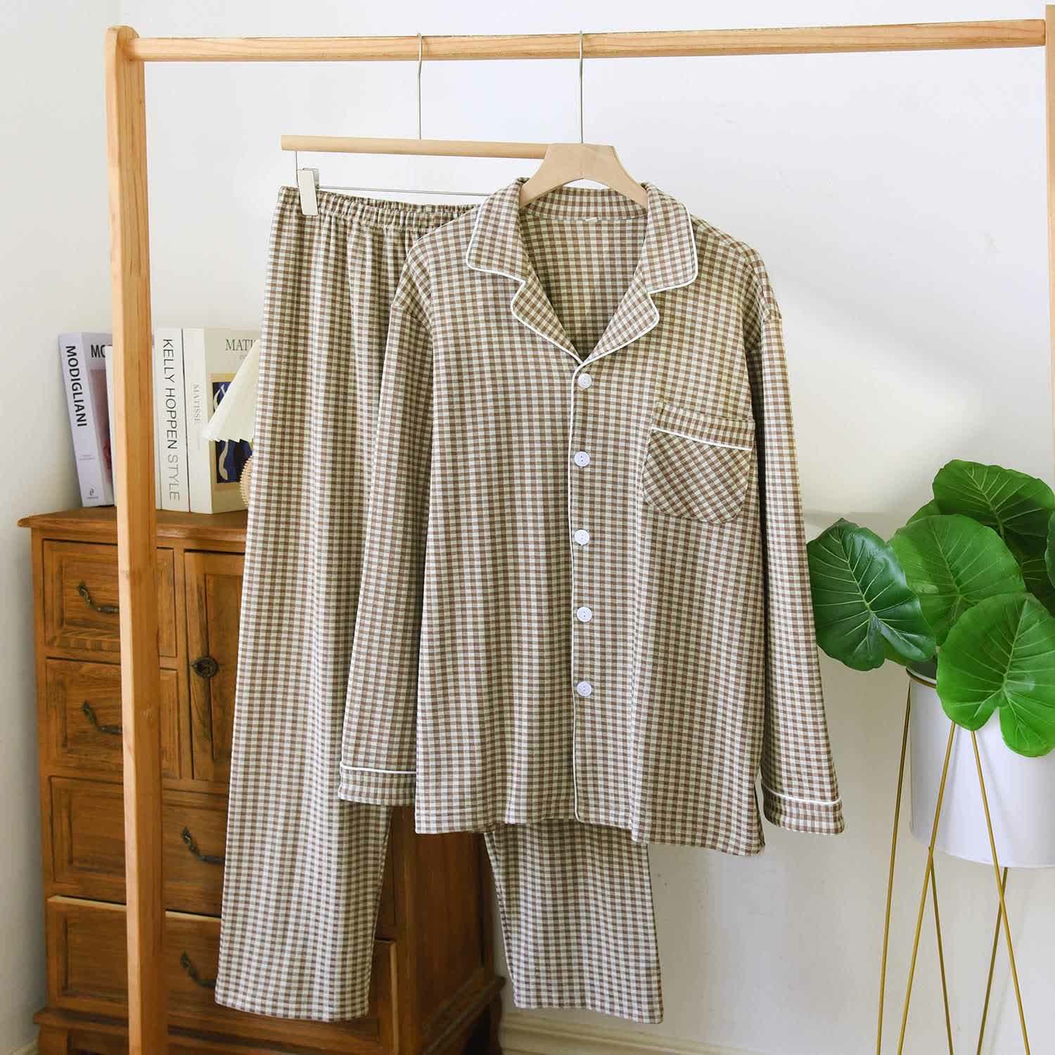 Klassisches kariertes Unisex-Loungewear-Set - Kaffee - XL - image 4