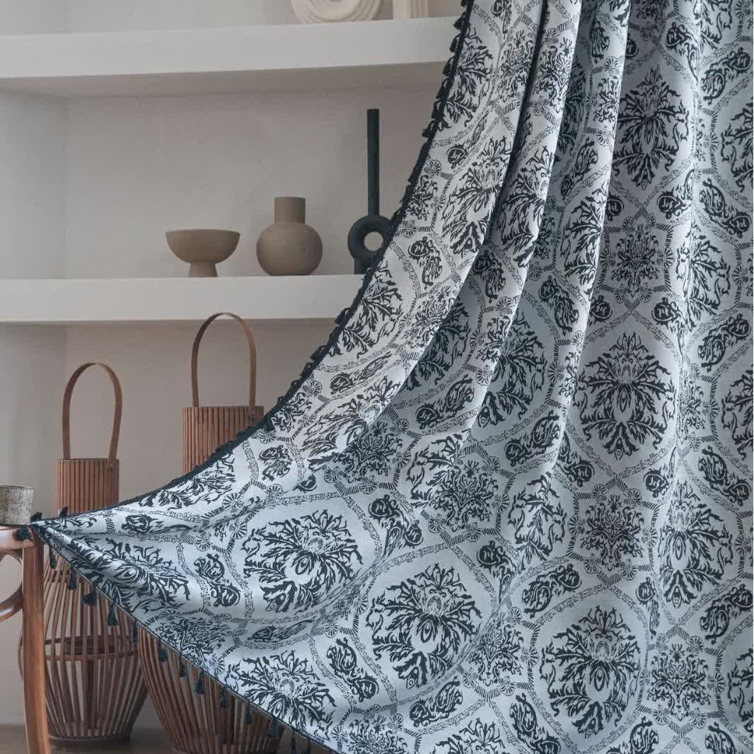 Jacquard-Vorhang im Ethno-Stil mit Retro-Muster - Stangentasche - Schwarz - 150cm x 260cm - image 5