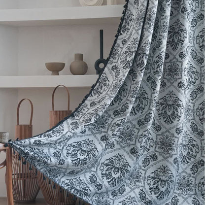 Jacquard-Vorhang im Ethno-Stil mit Retro-Muster - Stangentasche - Schwarz - 150cm x 260cm - image 5