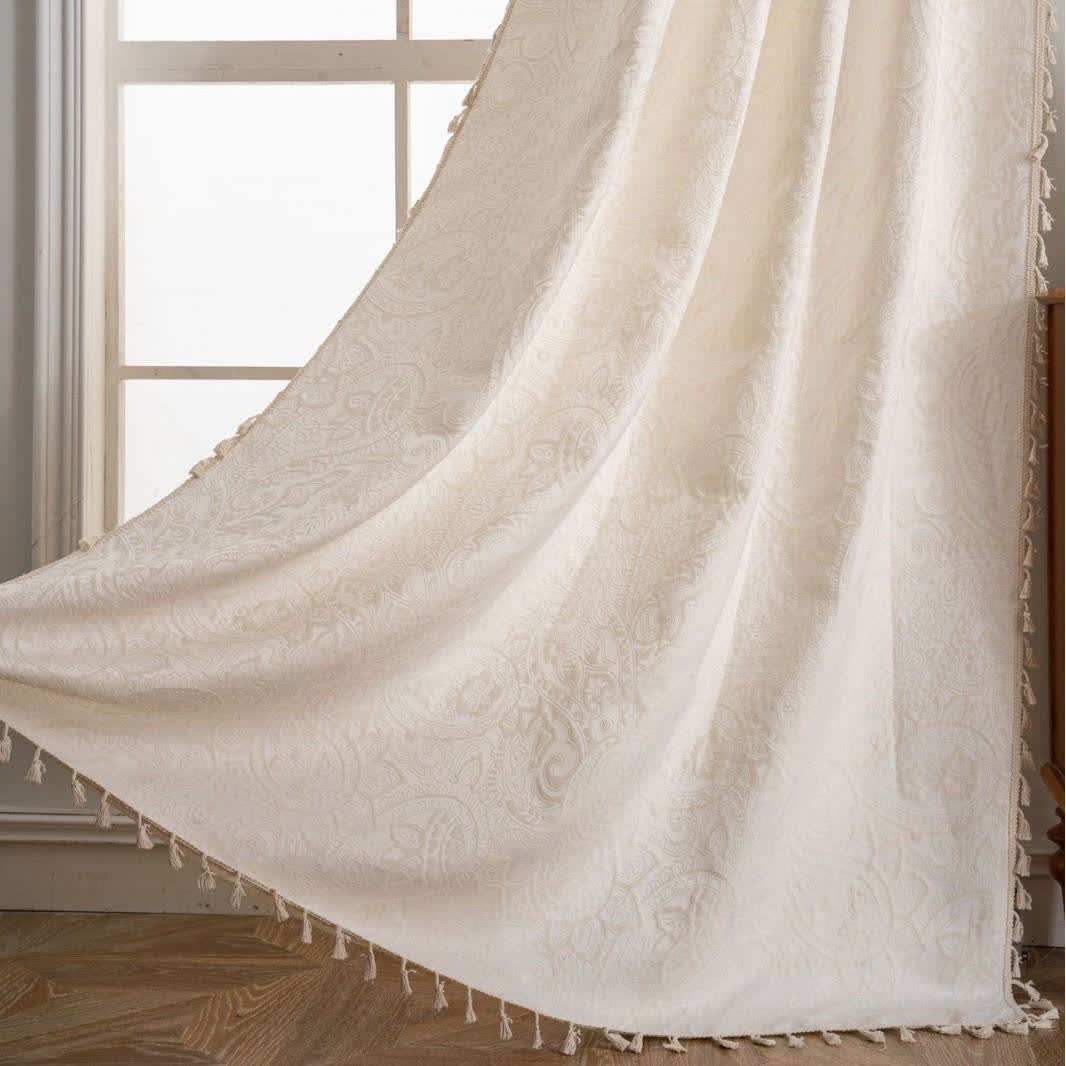 Jacquard-Vorhang im Ethno-Stil mit Paisley-Muster - Stangentasche - Weiß - 150cm x 260cm - image 10