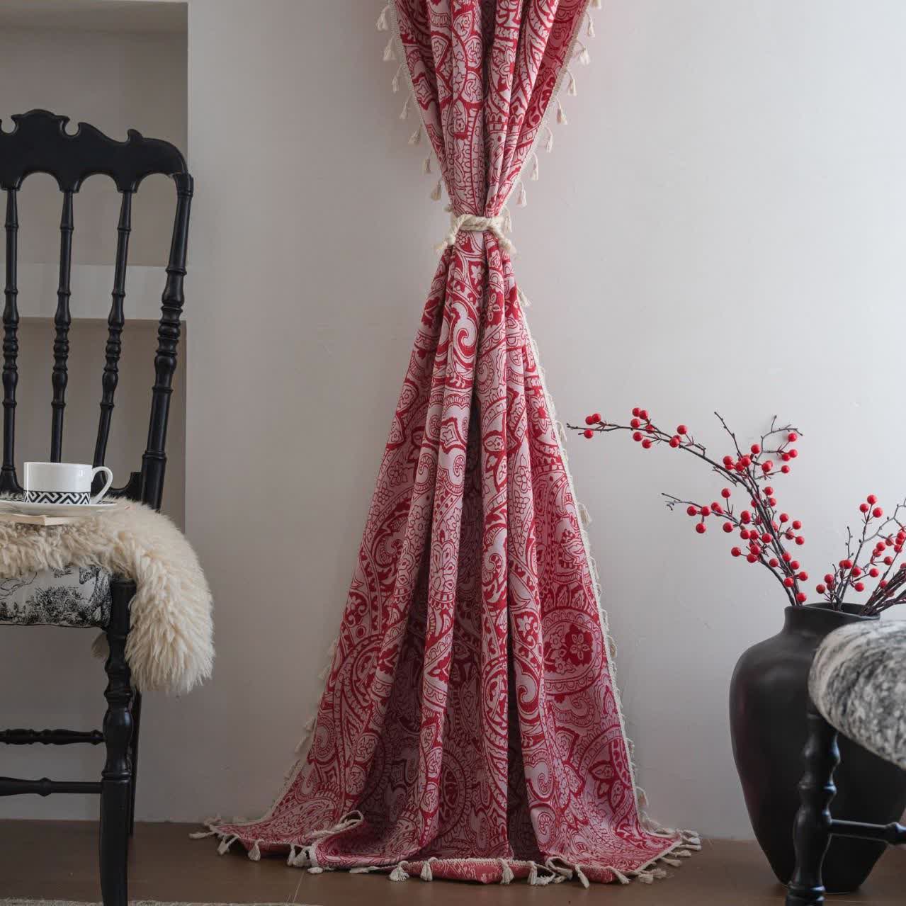 Jacquard-Vorhang im Ethno-Stil mit Paisley-Muster - image 1