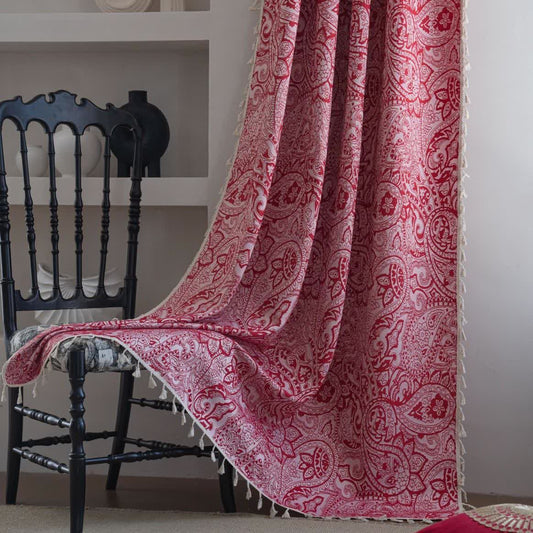Jacquard-Vorhang im Ethno-Stil mit Paisley-Muster - Stangentasche - Rot - 150cm x 260cm - image 0