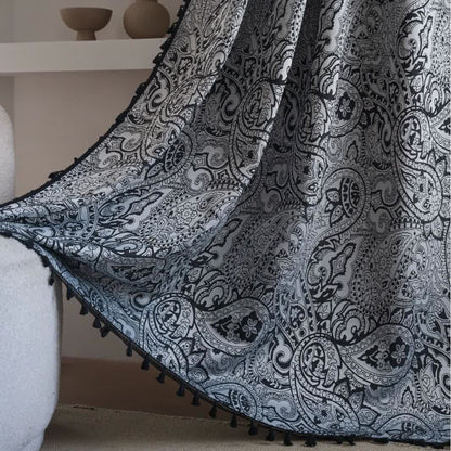 Jacquard-Vorhang im Ethno-Stil mit Paisley-Muster - Stangentasche - Schwarz - 150cm x 260cm - image 5