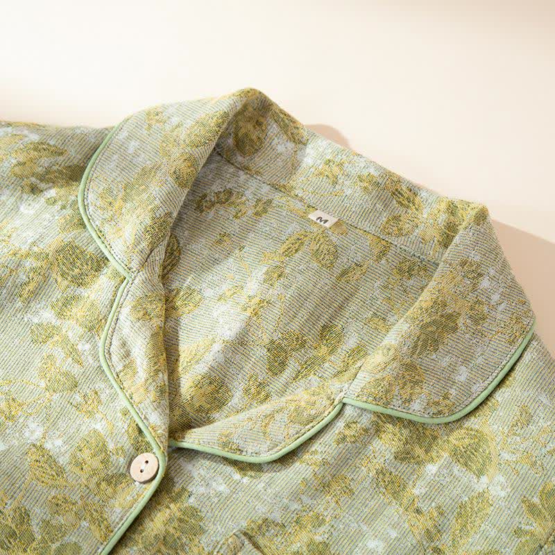 Loungewear-Set aus Baumwollgaze mit pastoralen Blättern - image 4