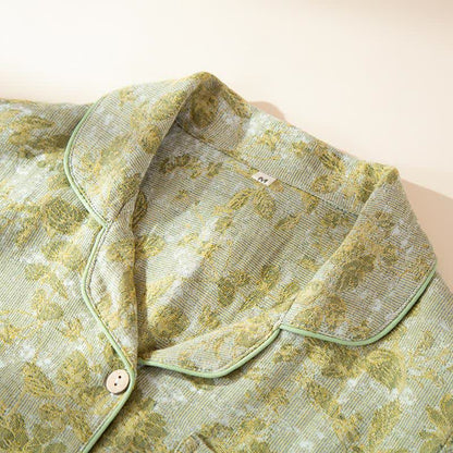 Loungewear-Set aus Baumwollgaze mit pastoralen Blättern - image 4