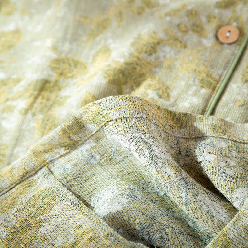 Loungewear-Set aus Baumwollgaze mit pastoralen Blättern - image 9