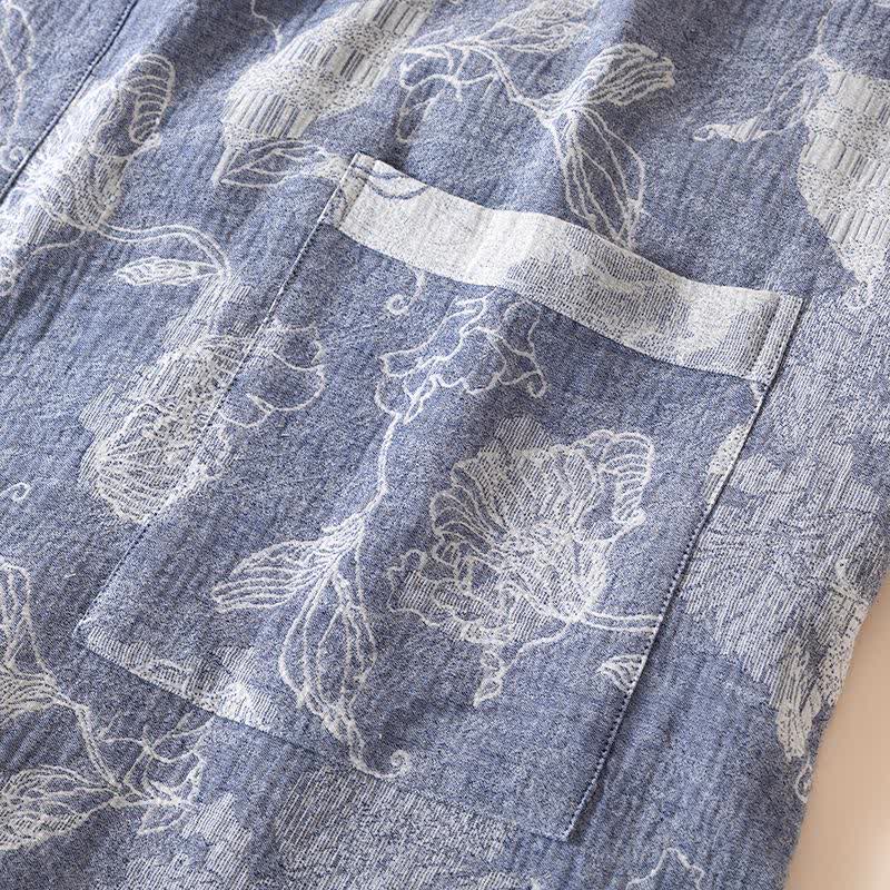 Kimono-Bademantel aus Baumwollleinen mit Blumenmuster - image 4