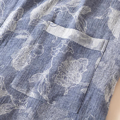 Kimono-Bademantel aus Baumwollleinen mit Blumenmuster - image 4