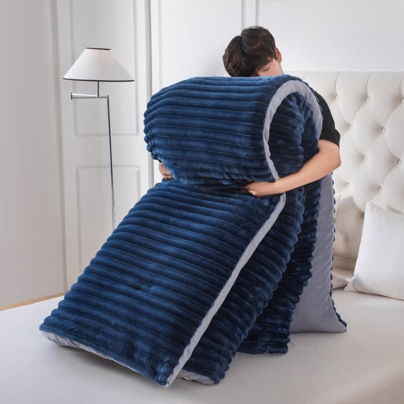 Einfarbige gerippte Plüschdecke - Marineblau - 229 cm x 264 cm - image 7