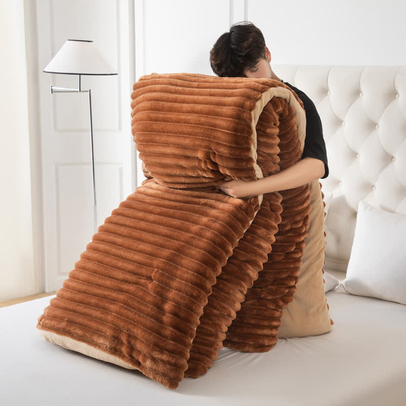 Einfarbige gerippte Plüschdecke - Kaffee - 229 cm x 264 cm - image 16