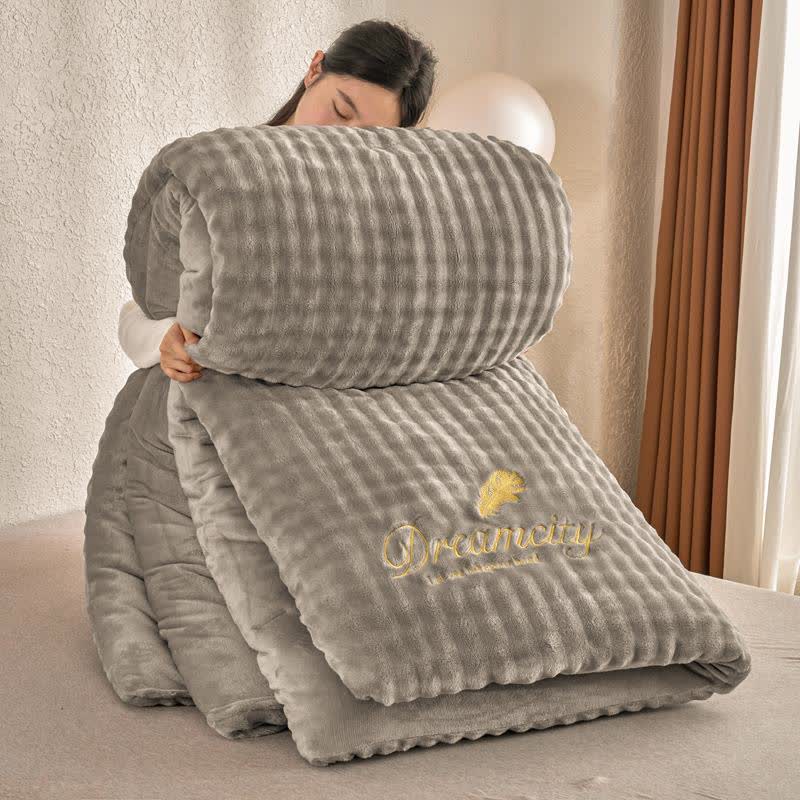 Einfarbige, flauschige, strukturierte, warme Decke - Grau - 220cm x 240cm - image 9