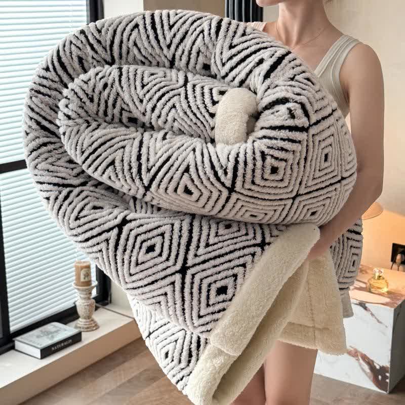 Sherpa-Überwurfdecke mit geometrischem Rautenmuster und Jacquardmuster - Grau - 2 Kissenbezüge - 48cm x 74cm - image 16