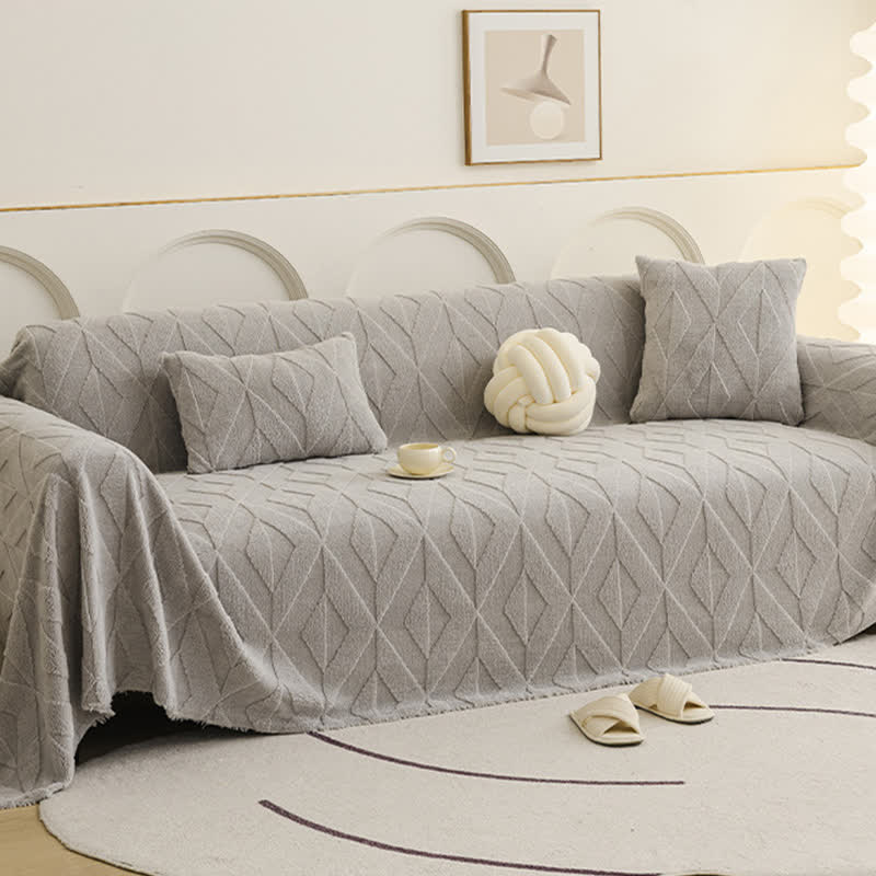 Einfache Sofadecke mit Rautenstruktur - Grau - 180cm x 340cm - image 2