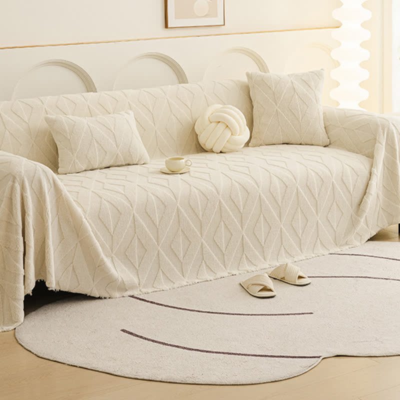 Einfache Sofadecke mit Rautenstruktur - Weiß - 180cm x 340cm - image 0