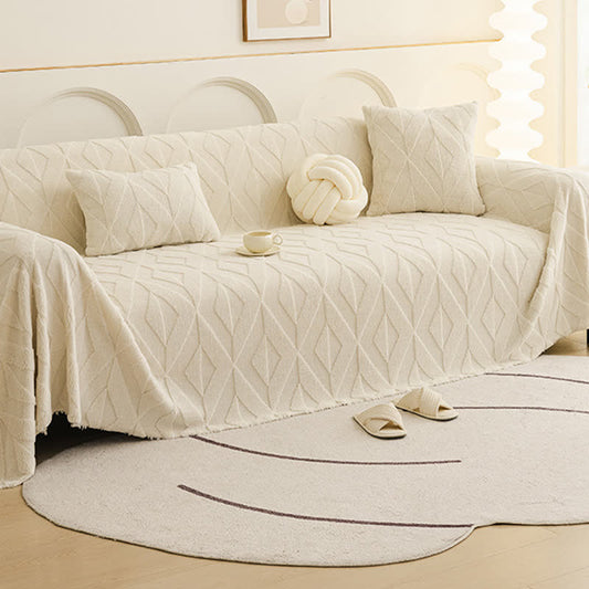 Einfache Sofadecke mit Rautenstruktur - Weiß - 180cm x 340cm - image 0