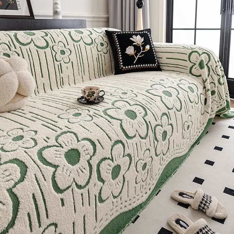 Plüsch-Sofadecke mit Blumenmuster - Grün - 180cm x 340cm - image 8