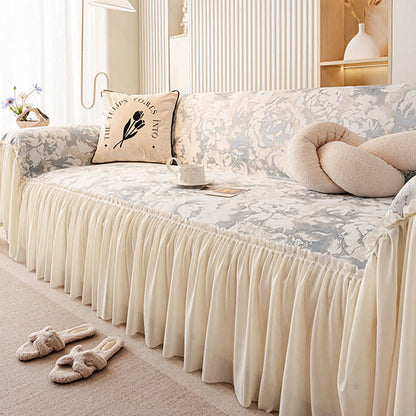 Sofaschoner aus Chenille mit französischem Rüschenmuster und Blumenmuster - image 1