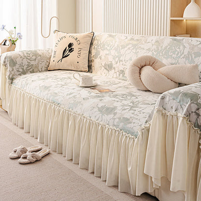 Sofaschoner aus Chenille mit französischem Rüschenmuster und Blumenmuster - image 3