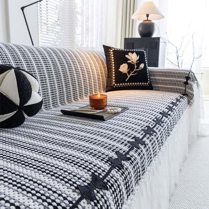 Sofaschoner aus Chenille mit Schleife und Rüschen - image 4