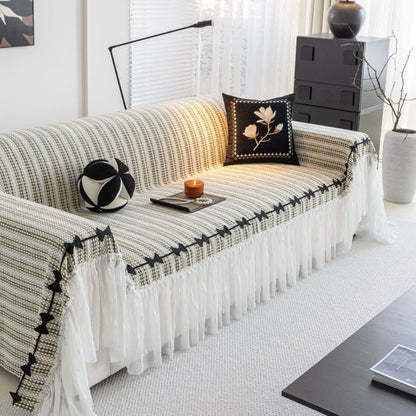 Sofaschoner aus Chenille mit Schleife und Rüschen - image 13