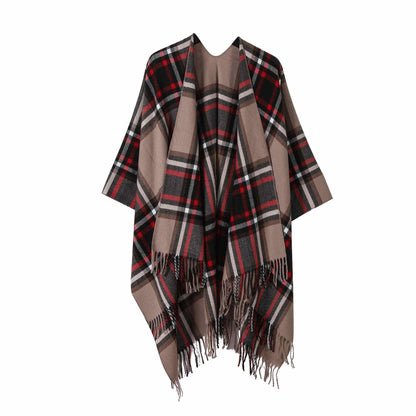 Klassischer Schalumhang mit Quaste und Karomuster - Khaki - 135cm x 160cm - image 4