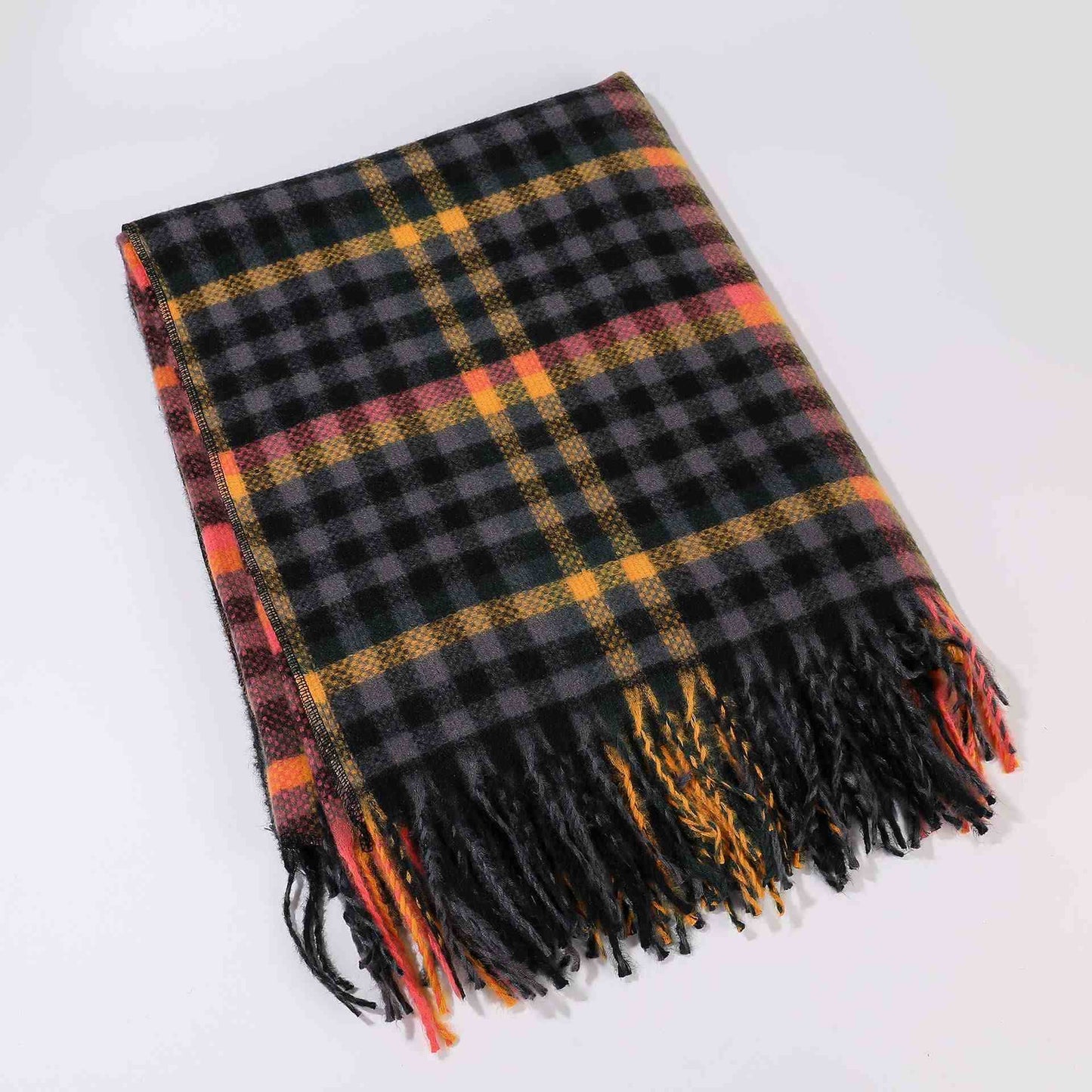 Vintage Kariertes Reise-Schal-Cape mit Quaste - image 2