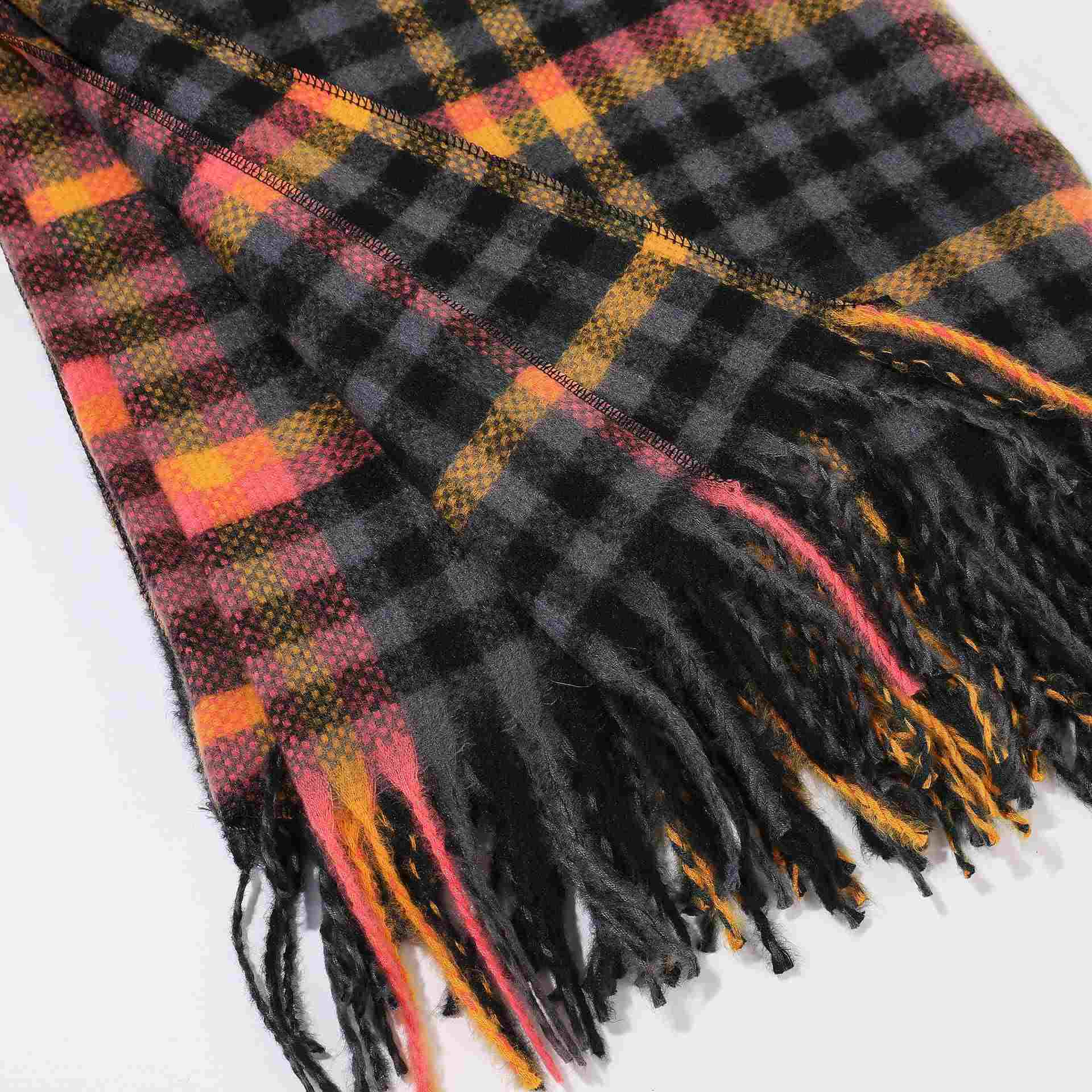 Vintage Kariertes Reise-Schal-Cape mit Quaste - image 4