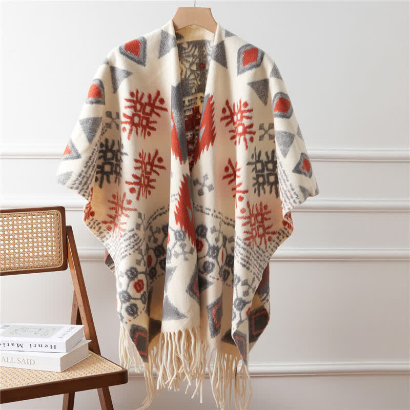 Schalumhang im Ethno-Stil mit Quaste - Grau - 110cm x 170cm - image 4