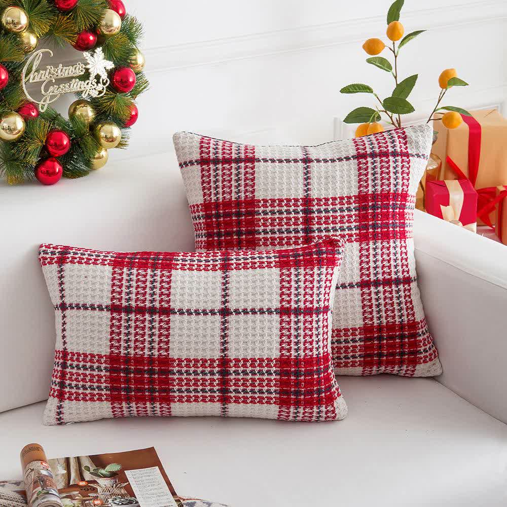 Moderner karierter Jacquard-Kissenbezug - Rot - 2 STÜCKE - 30cm x 50cm - image 4
