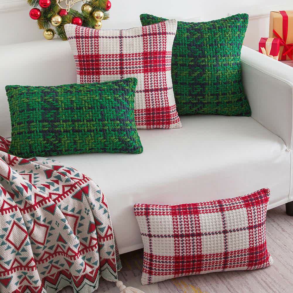 Moderner karierter Jacquard-Kissenbezug - image 1