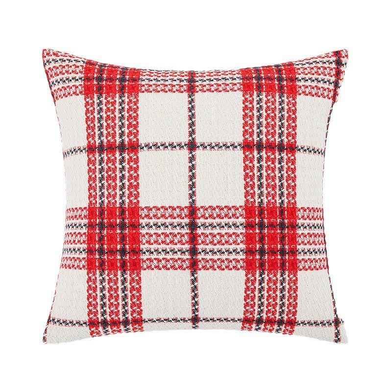 Rot-weiß karierter Jacquard-Kissenbezug - image 5