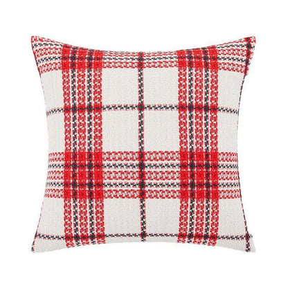 Rot-weiß karierter Jacquard-Kissenbezug - image 5