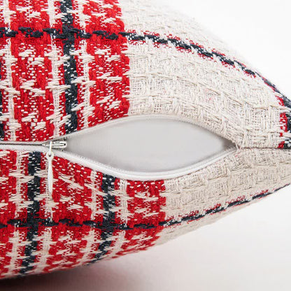 Rot-weiß karierter Jacquard-Kissenbezug - image 4