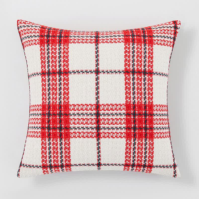 Rot-weiß karierter Jacquard-Kissenbezug - image 2