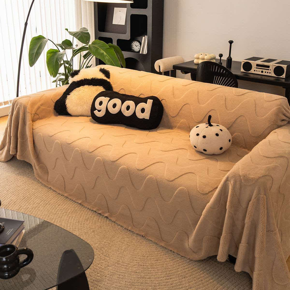 Sofadecke mit einfacher Wellenstruktur - Khaki - 180cm x 340cm - image 4