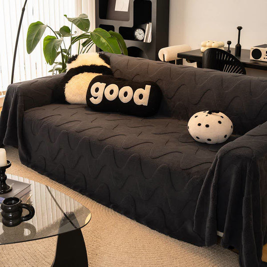 Sofadecke mit einfacher Wellenstruktur - Schwarz - 180cm x 340cm - image 0