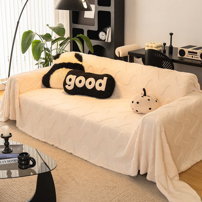 Sofadecke mit einfacher Wellenstruktur - Beige - 180cm x 340cm - image 3
