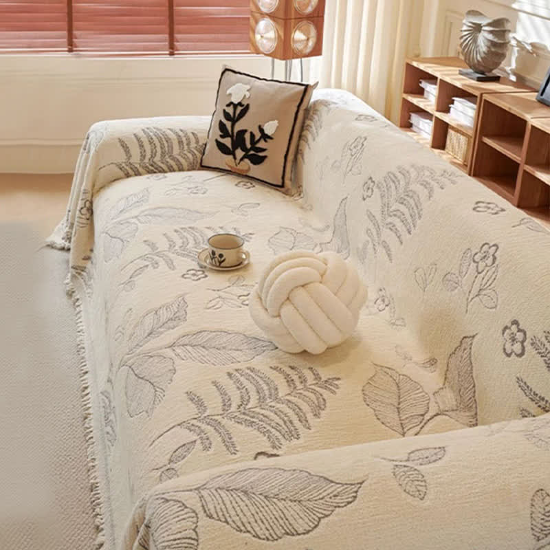 Sofa-Überwurfdecke aus Chenille mit ländlichen Blättern - image 13