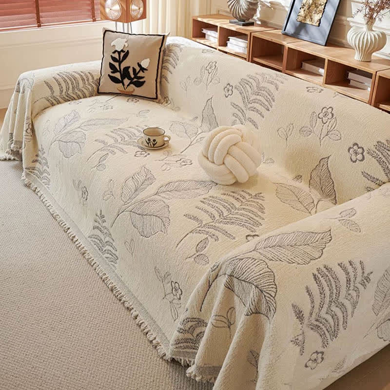 Sofa-Überwurfdecke aus Chenille mit ländlichen Blättern - image 11