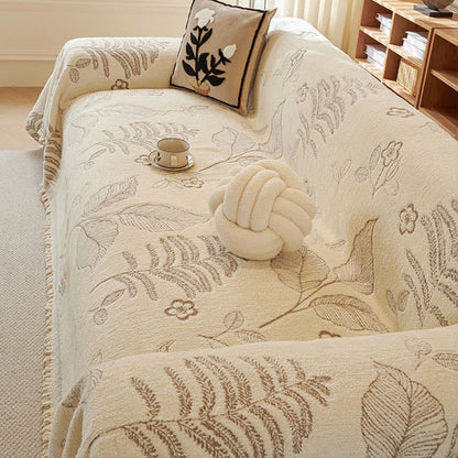 Sofa-Überwurfdecke aus Chenille mit ländlichen Blättern - image 9