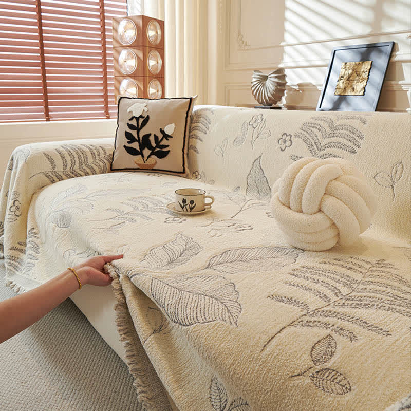 Sofa-Überwurfdecke aus Chenille mit ländlichen Blättern - image 12