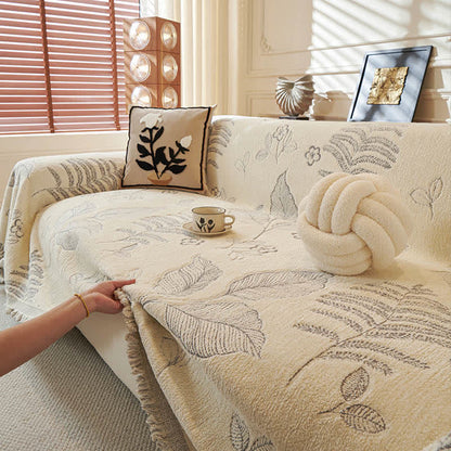 Sofa-Überwurfdecke aus Chenille mit ländlichen Blättern - image 12