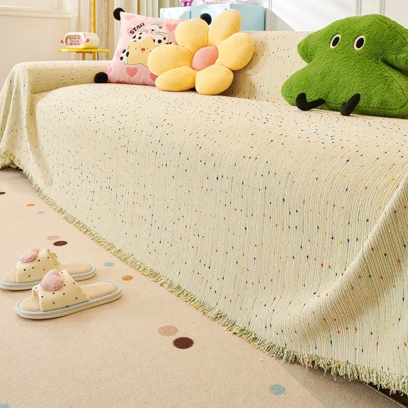 Sofaschoner aus Chenille mit bunten Punkten - Grün - 180cm x 340cm - image 6
