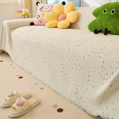 Sofaschoner aus Chenille mit bunten Punkten - Blau - 180cm x 340cm - image 9