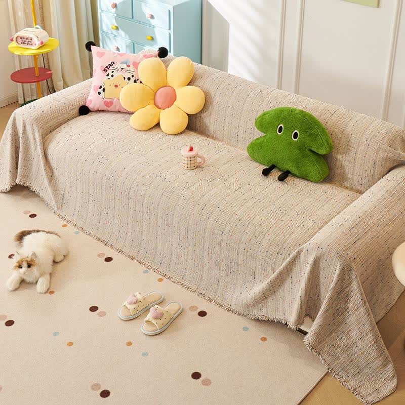 Sofaschoner aus Chenille mit bunten Punkten - image 2