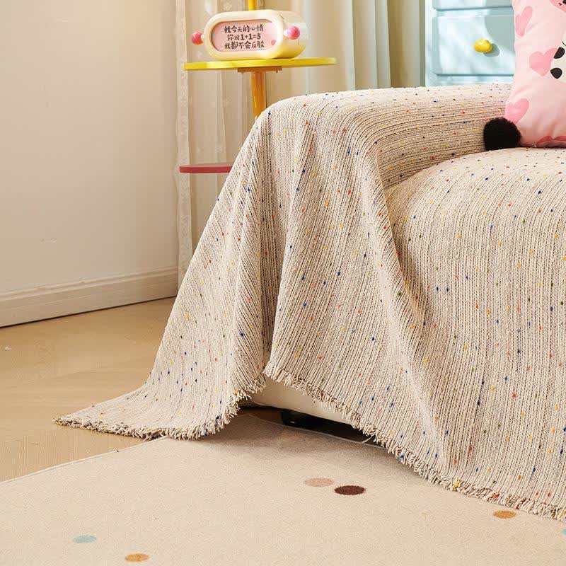 Sofaschoner aus Chenille mit bunten Punkten - image 4