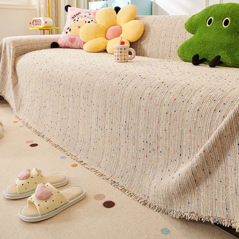 Sofaschoner aus Chenille mit bunten Punkten - image 3