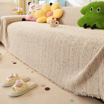 Sofaschoner aus Chenille mit bunten Punkten - image 3
