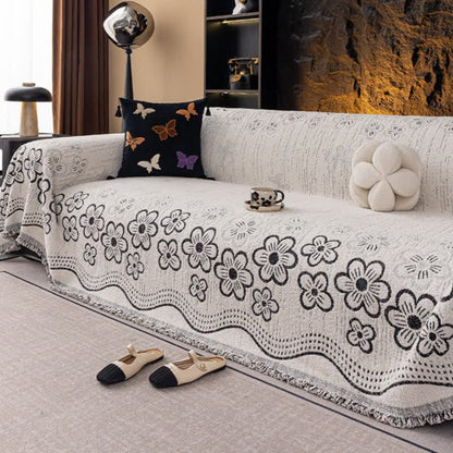 Sofadecke mit Blumen-Jacquard-Quaste - image 5