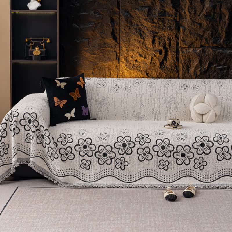 Sofadecke mit Blumen-Jacquard-Quaste - image 6